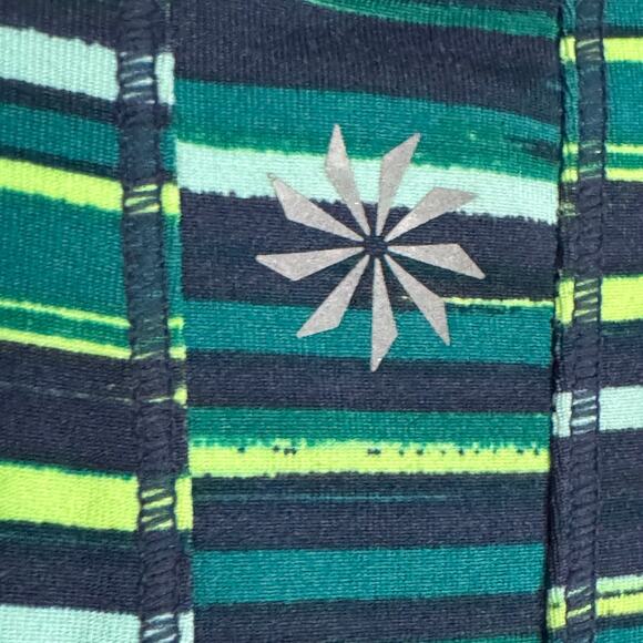 Athleta Tank Top Women’s L Built in Sports Bra Green and Blue Striped Adjustable - Picture 5 of 8